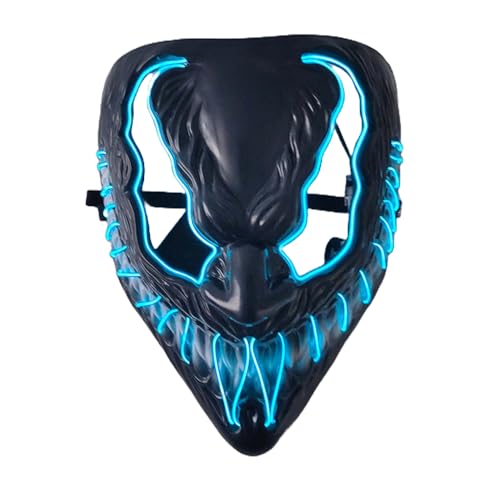 BaronHong Gruselige leuchtende Halloween-Masken mit 3 Beleuchtungsmodi, Halloween-LED-Maske für Erwachsene, Cosplay-Kostüm, Maskerade (schwarz-blau, M) von BaronHong