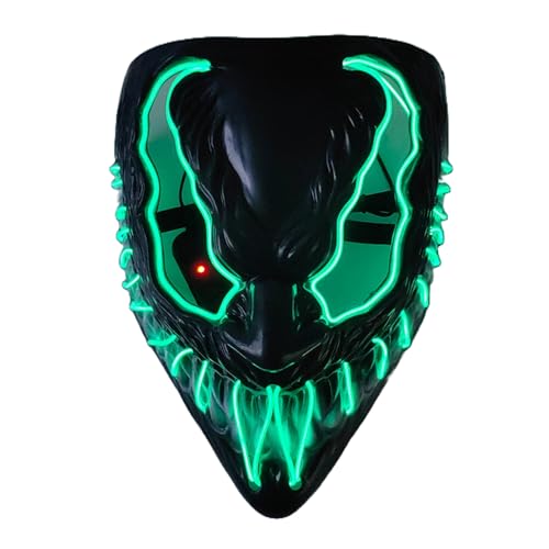 BaronHong Gruselige leuchtende Halloween-Masken mit 3 Beleuchtungsmodi, Halloween-LED-Maske für Erwachsene, Cosplay-Kostüm, Maskerade (schwarz-grün, M) von BaronHong