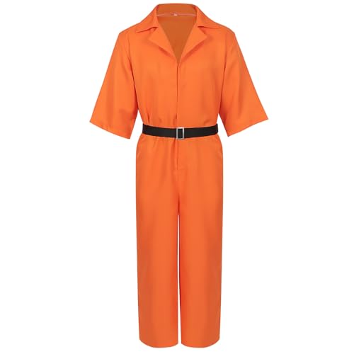 BaronHong Häftlingskostüm für Erwachsene, Cosplay, orangefarbener Häftlingsoverall, Unisex-Häftlingsoutfit (orange, M) von BaronHong