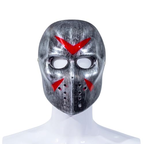 BaronHong Halloween-Kostüm, Horror-Maske, Cosplay-Kostüm, Party-Maskenball-Requisiten-(Silber, M) von BaronHong