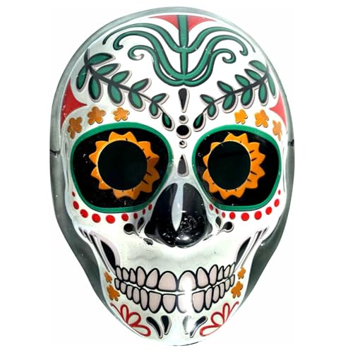 BaronHong Halloween-Maske, leuchtende LED-Maske, gruselige Masken, Maskerade, Cosplay-Kostüm, dekorativ für Männer und Frauen (Totenkopf-2606, M) von BaronHong