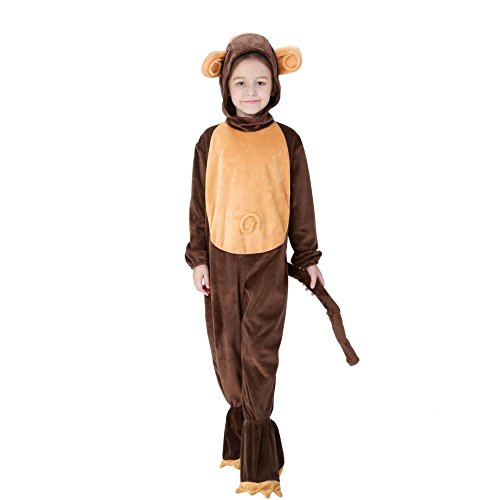 BaronHong Kostüm Affe Cosplay Kleidung Kinder Affe Pyjama Kinder Rollenspiel Kostüm Cosplay Kapuzen Strampler Kleinkind (braun, L) von BaronHong