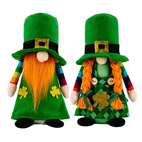 BaronHong Plüsch-Dekoration für den St. Patrick's Day, Zwerge, handgefertigte Elfen, schwedische Tomte-Puppen, skandinavische irische Plüsch-Ornamente (2er-Pack, M) von BaronHong