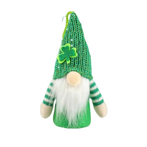 BaronHong Plüsch-Dekorationen für den St. Patricks Day, Zwerge, Kobold-Puppen-Dekorationen, irisches grünes Kleeblatt, Geschenk, Tomte-Ornamente (A, M) von BaronHong