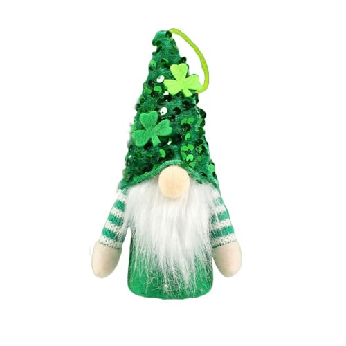 BaronHong Plüsch-Dekorationen für den St. Patricks Day, Zwerge, Kobold-Puppen-Dekorationen, irisches grünes Kleeblatt, Geschenk, Tomte-Ornamente (B, M) von BaronHong