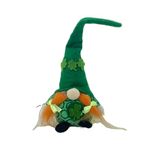 BaronHong Plüsch-Gnom zum St. Patrick's Day, grüne Kleeblatt-Gnom-Puppe, irische Gnom-Plüsch-Ornamente, handgefertigt (weiblich, M) von BaronHong