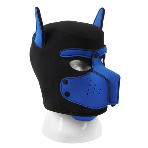 BaronHong Puppy Hood Camo Vollgesichtsmaske Cosplay Kostüm Hundekopfmasken (blau, M) von BaronHong