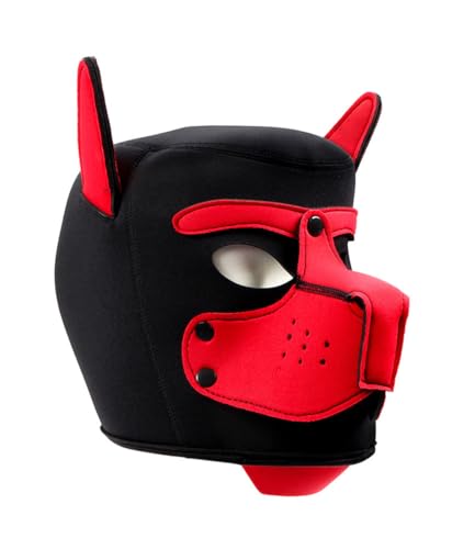 BaronHong Puppy Hood Camo Vollgesichtsmaske Cosplay Kostüm Hundekopfmasken (rot, M) von BaronHong