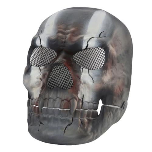 BaronHong Schädelkopf-Halloween-Maske mit beweglichem Kiefer, Halloween-Purge-Maske, gruselige, gruselige Maske, Skelett-Zombie-Maske (weiß-camo, M) von BaronHong