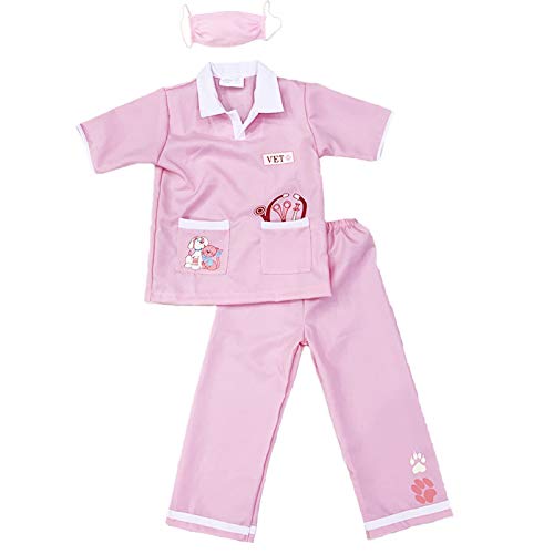 BaronHong Unisex-Kinder-Tierarzt-Kostüm, Halloween-Party-Outfit, Rollenspiel-Ankleideset, begünstigt Arzt-Rollenkostüm (Rosa, L) von BaronHong