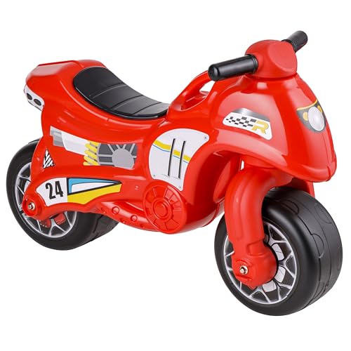 Baroni Home Moto Lauflernrad für Kinder, breite Räder aus Kunststoff, ergonomich Design, 1-4 Jahre, 71x27x50cm, Rot von Baroni Toys