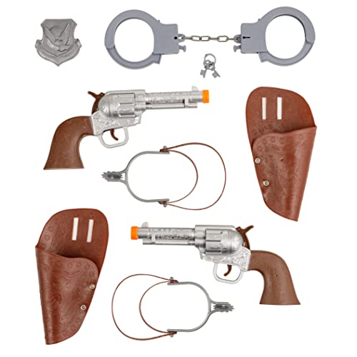 Baroni Toys 9-teiliges Zubehör-Set Cowboy Spielzeug für Kinder 3+, Cowboy-Kostüm-Set, Sporen, Handschellen, Pistole, Abzeichen, Scheide, Rollenspiel von Baroni Toys