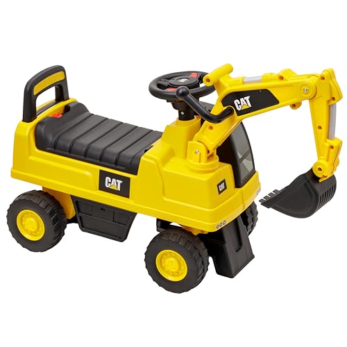 Baroni Toys Trägerbagger für Kinder von 1 bis 3 Jahren, mit Caterpillar-Lizenz, Rutschfarhzeug mit Hupe, drehbarem Baggerarm und Aufbewahrungsfach, Kippschutz, 30x78x54 cm von Baroni Toys