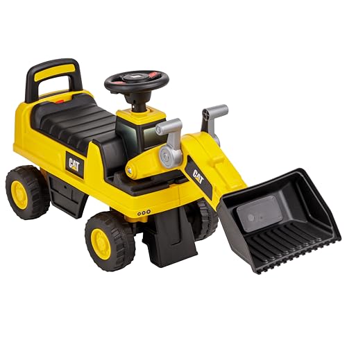 Baroni Toys Bagger-Rutschfahrzeug für Kinder von 1 bis 3 Jahren, mit Caterpillar-Lizenz, Hupe, Trägerfahrzeug mit Staufach, Kippschutz, 28x85x48cm von Baroni Toys