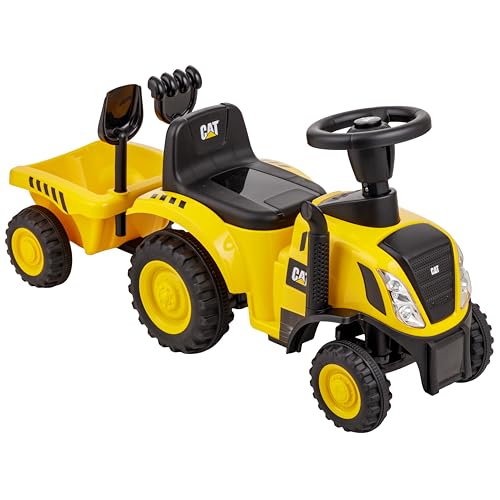 Baroni Toys Caterpillar-Traktor-Rutschfahrzeug für Kinder von 1 bis 3 Jahren mit Anhänger, realistischen Geräuschen, funktionalen Lichtern und Staufach, für drinnen und draußen, 29x91x44 cm von Baroni Toys