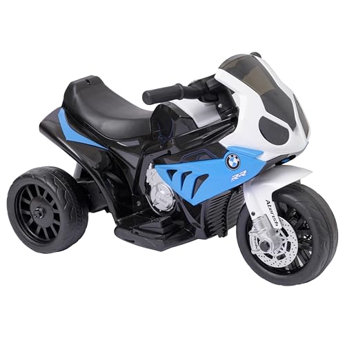 Baroni Toys Elektrisches Motorrad mit BMW Lizenz für Kinder 1-4 Jahren, realistisches Design, Lenker, Beschleunigungspedal und funktionierende Scheinwerfer und Musik, 35x68x40 cm, Blau von Baroni Toys