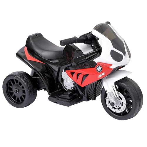 Baroni Toys Elektrisches Motorrad mit BMW Lizenz für Kinder 1-4 Jahren, realistisches Design, Lenker, Beschleunigungspedal und funktionierende Scheinwerfer und Musik, 35x68x40 cm, Rot von Baroni Toys