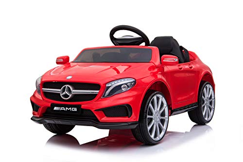 Baroni Toys Elektroauto für Kinder Mercedes AMG BabyCar elektrisch komplett optional rot, ferngesteuertes Auto mit Ledersitz und Türen zum Öffnen, Doppelmotor 6 V, Belastung bis 25 kg von Baroni Toys