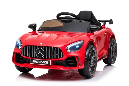 Baroni Toys Mercedes AMG Sport Elektroauto für Kinder, elektrisches Babyauto, volle Option, ferngesteuertes Auto mit Kunststoffsitz, Türen zum Öffnen, Motor 12 V, Belastung bis zu 25 kg 1-4 Jahre, Rot von Baroni Toys