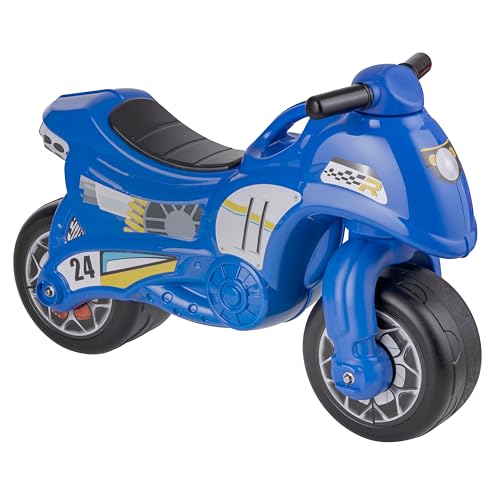 Baroni Home Moto Lauflernrad für Kinder, breite Räder aus Kunststoff, ergonomich Design, 1-4 Jahre, 71x27x50cm, Blau von Baroni Toys