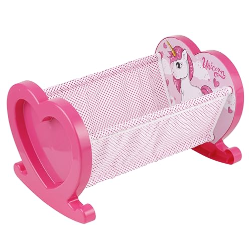 Baroni Toys Puppenwiege in Herzform mit gewelltem Boden, Kinderbett aus Leinen, leicht und robust, 35 x 57 x 38 cm, von 2 bis 5 Jahren von Baroni Toys