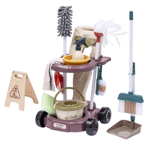 Baroni Toys Putzwagen Spielzeug mit 14-teiligem Putz-Zubehör, Kinderbesen, Seife und anderes Zubehör für Kinder, Hausputzset Kinder 3 bis 7 Jahre Baroni Toys Putzwagen Spielzeug mit 14-teiligem Putz-Zubehör, Kinderbesen, Seife und anderes Zubehör für Kinder, Hausputzset Kinder 3 bis 7 Jahre von Baroni Toys