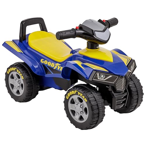 Baroni Toys Quad Rutscher für Kinder 18-36 Monate mit Goodyear-Lizenz, Stauraum, realistische Geräusche und LED-Scheinwerfer, Anti-Kipp-Gerät, 38x60x42 cm von Baroni Toys