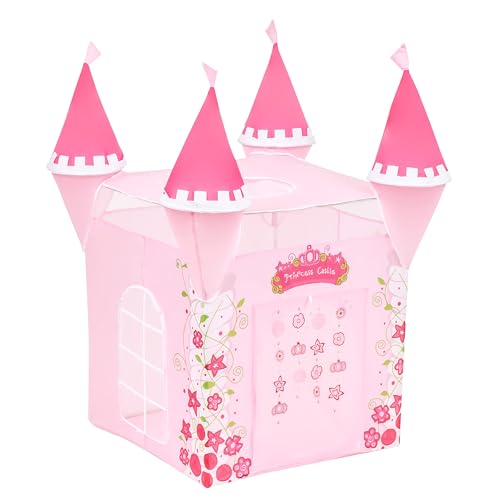 Baroni Toys Spielzelt Prinzessin Schloss für Kinder 3-7 Jahre, Tragetasche, Spielzeugzelt für Innen und Außen, Spielhaus für Mädchen, 80x80x130 cm von Baroni Toys