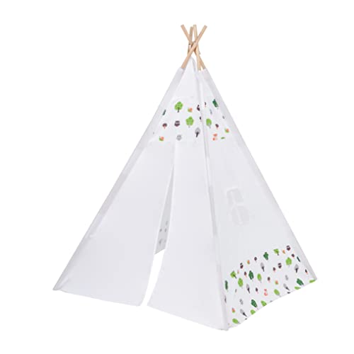 Baroni Toys Spielzeugzelt für Kinder, Weiß, Kinder Tipi Zelt, Spielzelt für Kinder, 3+, Tragetasche, indisches Zelt für Kinder für Innen- und Außenbereich von Baroni Toys