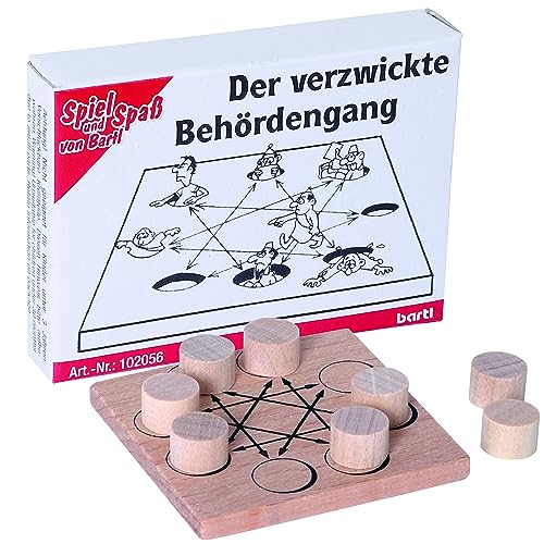 Bartl 102056 Mini-Holz-Puzzle Der verzwickte Behördengang aus einem kleinen Spielbrett und 8 Holzspielsteinen von Bartl