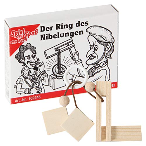 Bartl 102245 Mini-Holz-Puzzle Der Ring des Nibelungen aus kleinen Holzteilen, einem Ring und einer Schnur von Bartl