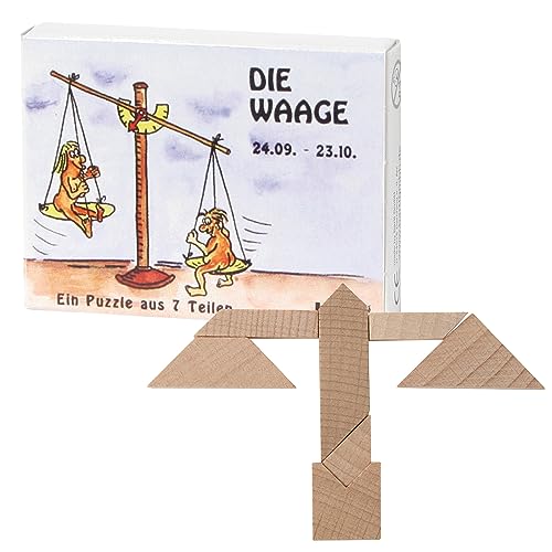 Bartl 102660 Mini-Sternzeichen-Puzzle Waage - Holzpuzzle aus 7 Teilen von Bartl