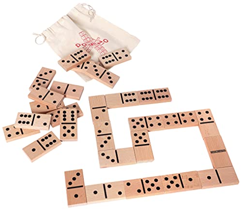 Bartl 103926 Extra großes Domino XXL aus Buchenholz Natur ideal für kleine Kinder und Senioren (28 Spielsteine 72 mm x 36 mm) mit praktischem Baumwollbeutel von Bartl