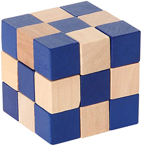 Bartl 108344 Schlangenwürfel Knobelspiel 3 x 3 x 3 blau-Natur aus Holz von Bartl