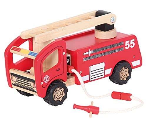 Bartl 112367 Pintoy Feuerwehrauto Mit Leiter und Stauraum aus Massivholz | Qualitatives Spielzeug für Kinder ab 3 Jahren von Bartl