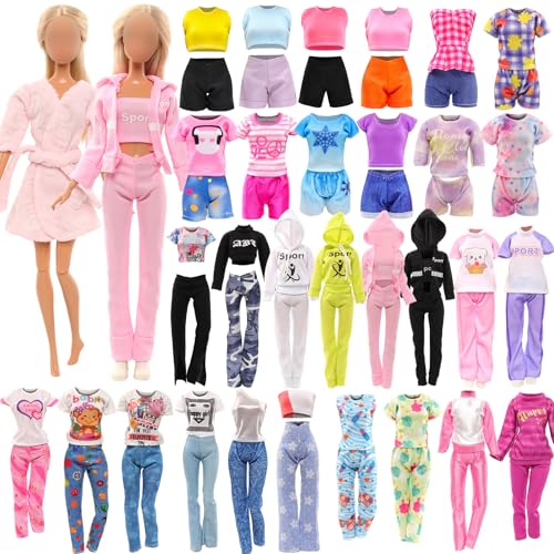 Barwa 9 Sets Puppenkleidung mit Kapuze Sportanzug Casual Outfits Tops und Hosen Puppe Pyjama für 29,2 cm Mädchen Puppe von Barwa