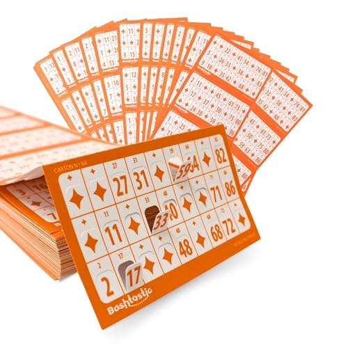 Bashtastic 1008 Bingo Karten - Gestanzte Bingokarten, Bingo Spiel Erwachsene, Bingo Block für Bingo, Wiederverwendbare Bingokarten, nummeriert und unterschiedlich voneinander. Ideal für Reise Bingo. von Bashtastic