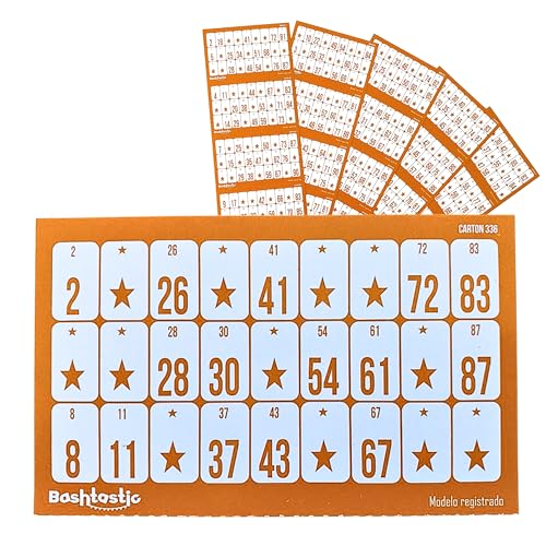 Bashtastic 504 Bingo-Kartons – Bingo-Karten zum Durchstreichen, Brettspiel für Erwachsene oder elektronisches Bingo, traditionelle Bingo-Karten, 90 Kugeln, nummeriert und unterschiedlich. Orange Bashtastic 504 Bingo-Kartons – Bingo-Karten zum Durchstreichen, Brettspiel für Erwachsene oder elektronisches Bingo, traditionelle Bingo-Karten, 90 Kugeln, nummeriert und unterschiedlich. Orange von Bashtastic