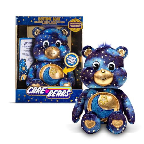 Basic Fun Care Bears Collector Edition Bedtime Bear - Niedliches Leuchtendes Plüschtier zum Sammeln, Plüschtier für Jungen und Mädchen von Basic Fun