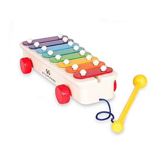 Pull-a-Tune Xylophon, Fisher Price Classics, Basic Fun, 1702, Lerne mit interaktiven Spielfunktionen das Laufen, Baby-Musikspielzeug, Geeignet für Jungen und Mädchen ab 18 Monaten von Fisher-Price