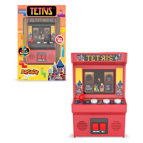 Basic Fun Mini Tetris Arcade-Spielgerät, klassisches elektronisches Retro-Arcade-Spielzeug mit neuem TFT-Farbbildschirm, authentische Miniatur-Nachbildung, perfekt für alle Altersklassen von Basic Fun