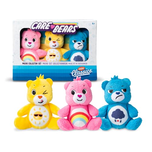 Care Bears Mini Classics Micro Plüsch 3er-Pack – Cheer Bear, Funshine Bear & Grumpy Bear – Sammelbare und Tragbare 3" Plüschfiguren für Kinder und Fans jeden Alters von Basic Fun