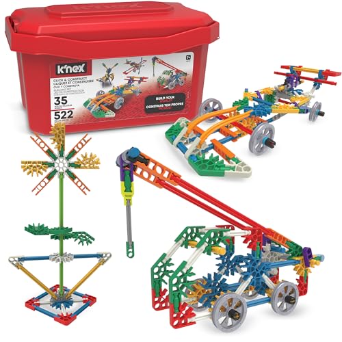 K'NEX 18024/18025 Fantasie Klicken und Bauen Baukasten mit 35 Modellen mit Aufbewahrungsbox, Lernspielzeug für Kinder, 522-teiliges MINT-Lernset, Konstruktionsspielzeug ab 7 Jahren von Basic Fun