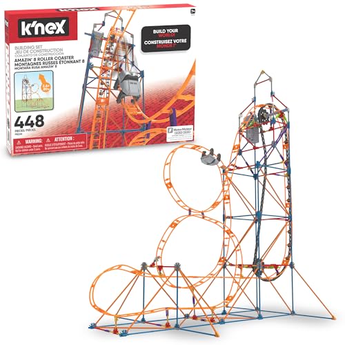 K'NEX 80216 Amazin' 8 Achterbahn-Baukasten, buntes Konstruktionsspielzeug für Jungen und Mädchen, Achterbahnspielzeug für Kinder, 448-teiliger Baukasten ab 7 Jahren von K'Nex