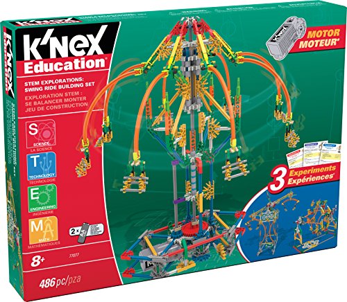 Kettenkarussell-Baukasten, K'NEX Bildung, Basic Fun, 77077, MINT-Lernset mit 486 Teilen, Technik für Kinder, Konstruktionsspielzeug für Jungen und Mädchen Ab 8 Jahren von Basic Fun