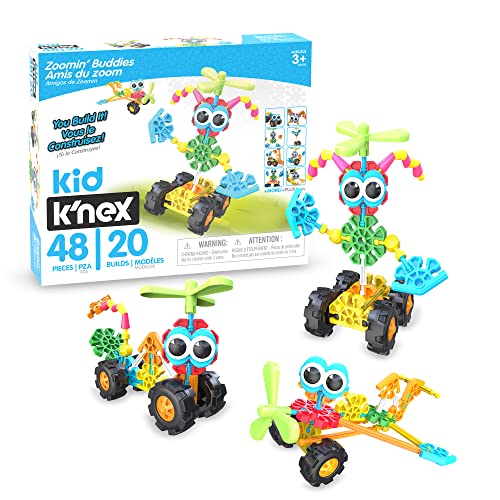 Kid K'NEX | Zoomin' Buddies 20 Modell | Kinder-Bastelset mit 48 Teilen | Lernspielzeug für Kinder, lustiges und farbenfrohes Bauspielzeug für Jungen und Mädchen, Konstruktionsspielzeug ab 3 Jahren | von Basic Fun