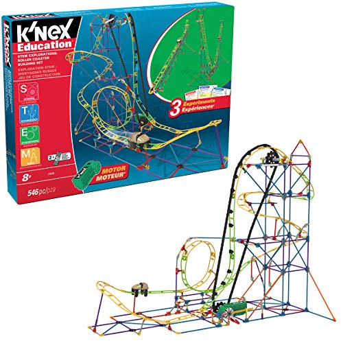 MINT-Forschung Achterbahn-Baukasten, K'NEX Bildung, Basic Fun, 77078, MINT-Lernset mit 546 Teilen, Lernspielzeug für Kinder, Konstruktionsspielzeug für Jungen und Mädchen Ab 8 Jahren von Basic Fun