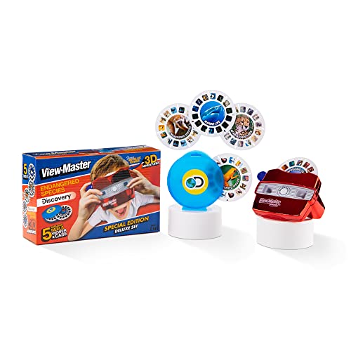 View Master Classic Deluxe Edition with Discovery Kids Reels (Metallic Viewer, Storage Case, and 5 Reels Included) Amazon Exclusive von Basic Fun