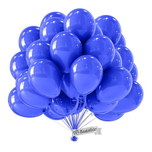 BIO Luftballons Blau • [100 Stück] • MADE IN EU • Premium Ballons aus 100% reinem Naturlatex • Helium Luftballons Bunt • aus natürlichen Rohstoffen • Luftballons Geburtstag • Blauer Luftballon von Bastelbär