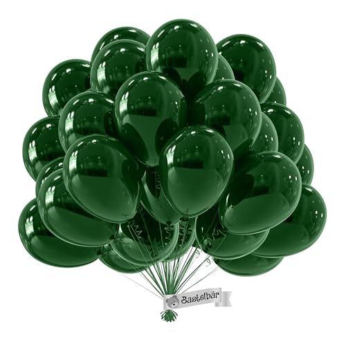 BIO Luftballons Grün [50 Stück] • MADE IN EU • Zertifiziert nachhaltige Bio Ballons • 100% Naturlatex • Klimaneutral hergestellt • Ø 34cm Helium Luftballons Dunkelgrün • Luftballons Geburtstag Bunt von Bastelbär